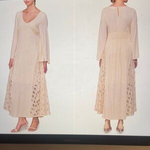 MELLODAY Cream Long Sleeve Dress with Lace Detail